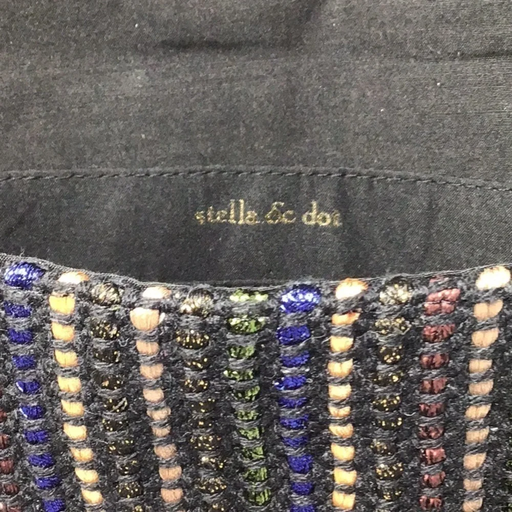Stella & Dot Taj Black/Metallic Multicolored Woven Clutch.
